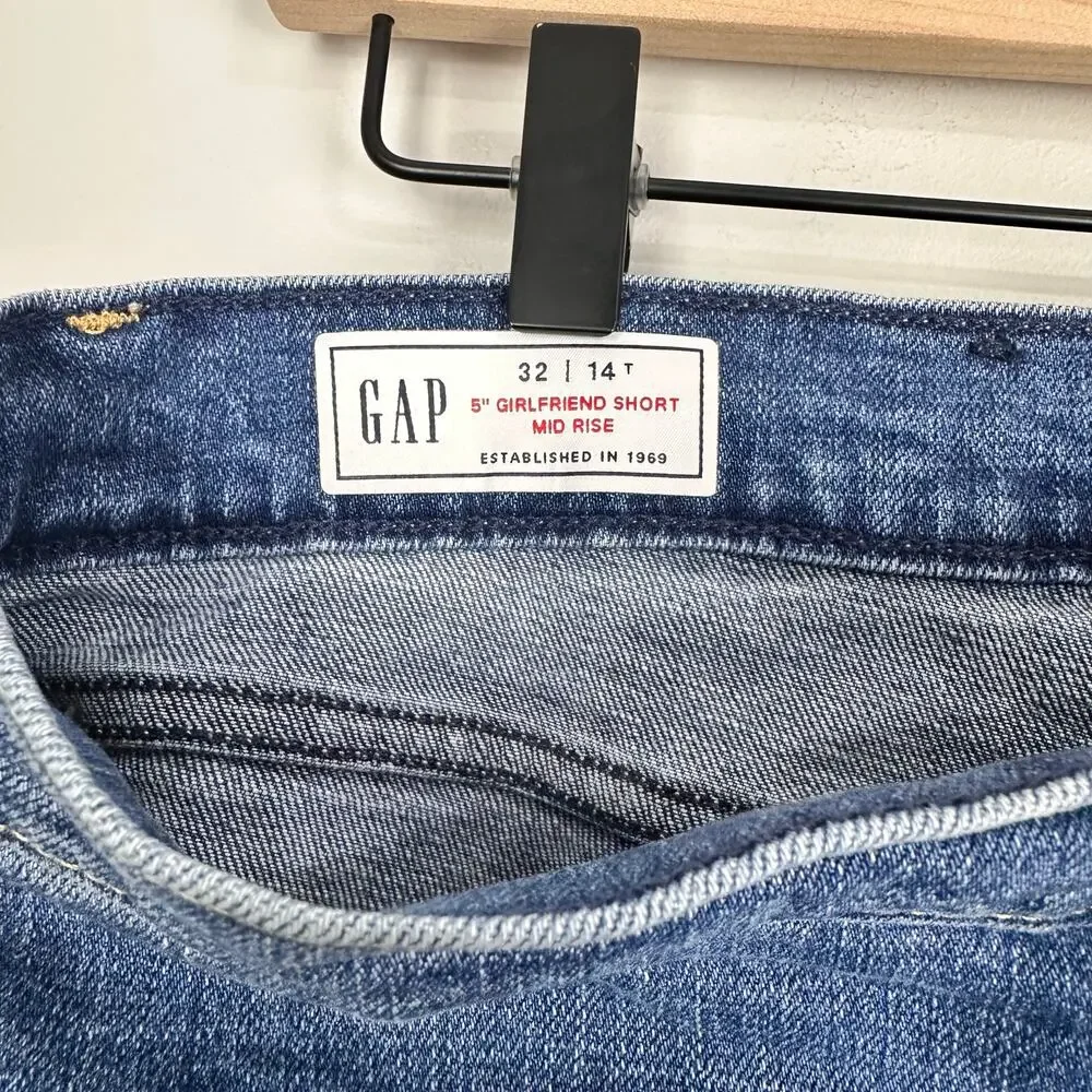 Gap 5” Girlfriend Blue Denim Jean Short Mid-rise 14T Classic Jorts